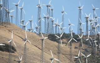 Wind turbines generating renewable energy in California, representing workforce development, clean energy training, and career pathways supporting the state’s energy transition.